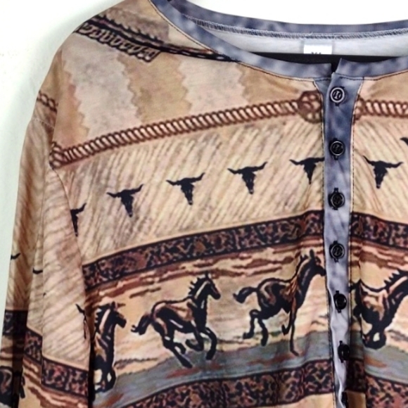 Southwest Long Sleeve 3/4 Button Up Sporty Poly Pullover Brand New! - Picture 3 of 4